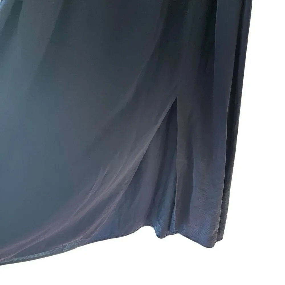 Chico’s silky Blue Split maxi skirt size 12/14 lightweight flowy